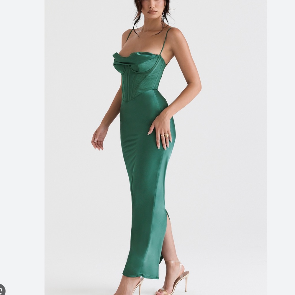 House Of Cb Charmaine Forest Corset Maxi Dress Size S